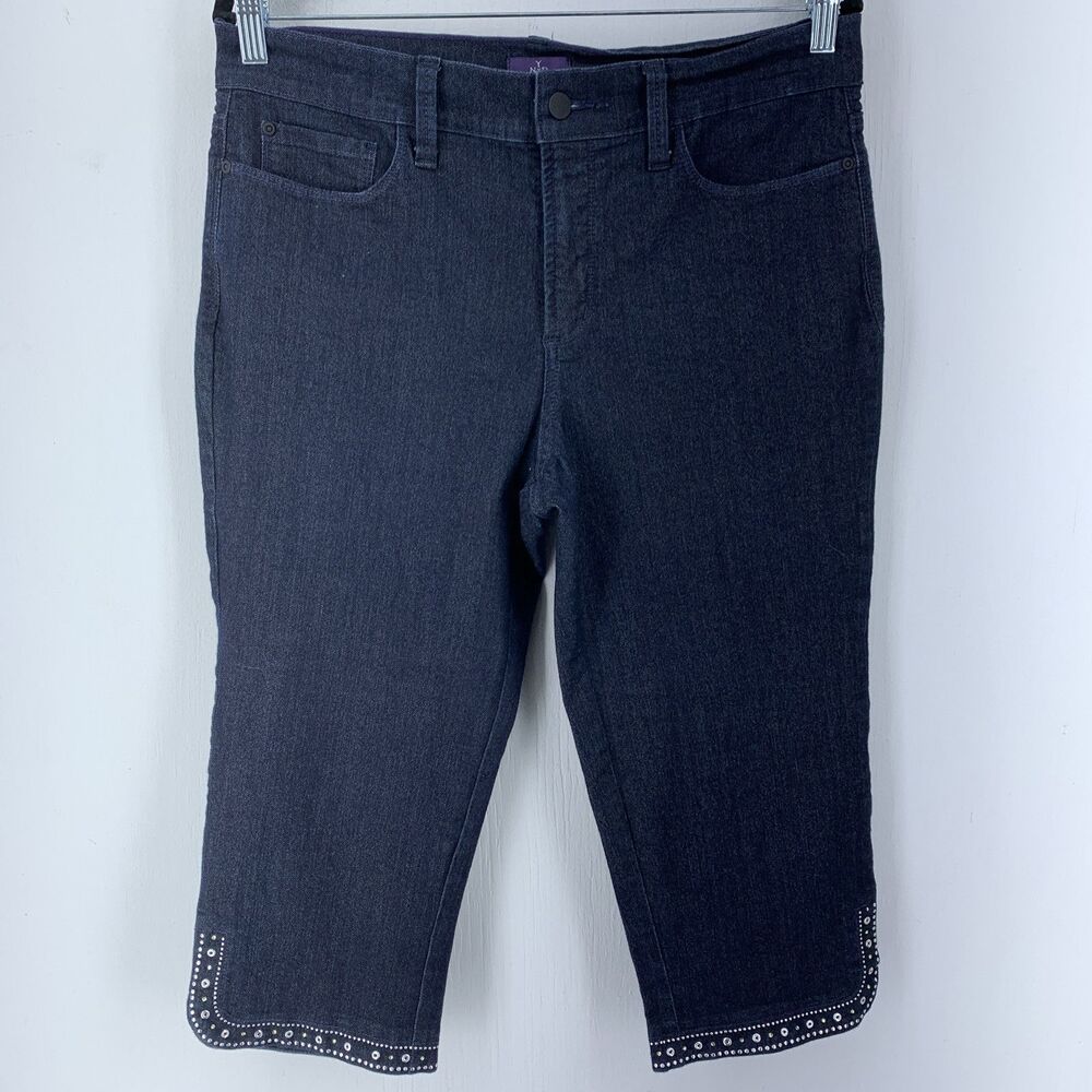 NYDJ Womens 12P Ariel Crop Jeans Studs Bling Beach Vacation Slimming Tummy Lift